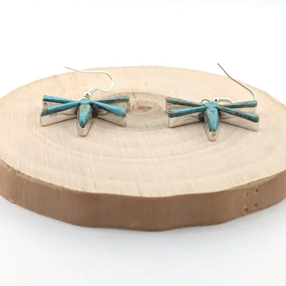 Genuine Navajo Turquoise Earrings Handmade Native American Jewelry for Women *** - Picture 7 of 14